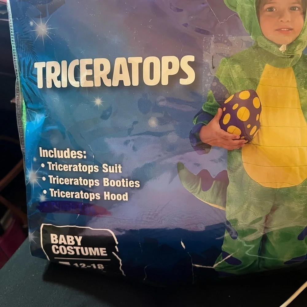 Halloween Triceratops Dinosaur Unisex Costume  Size Small - Suit-Booties-Hood